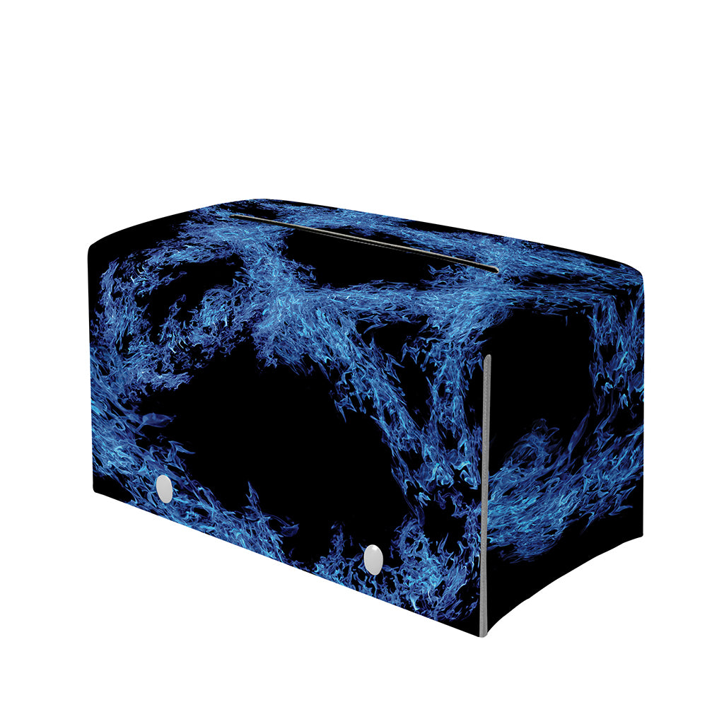 Blue Flame Pentagram Print Leather Tissue Box Cover