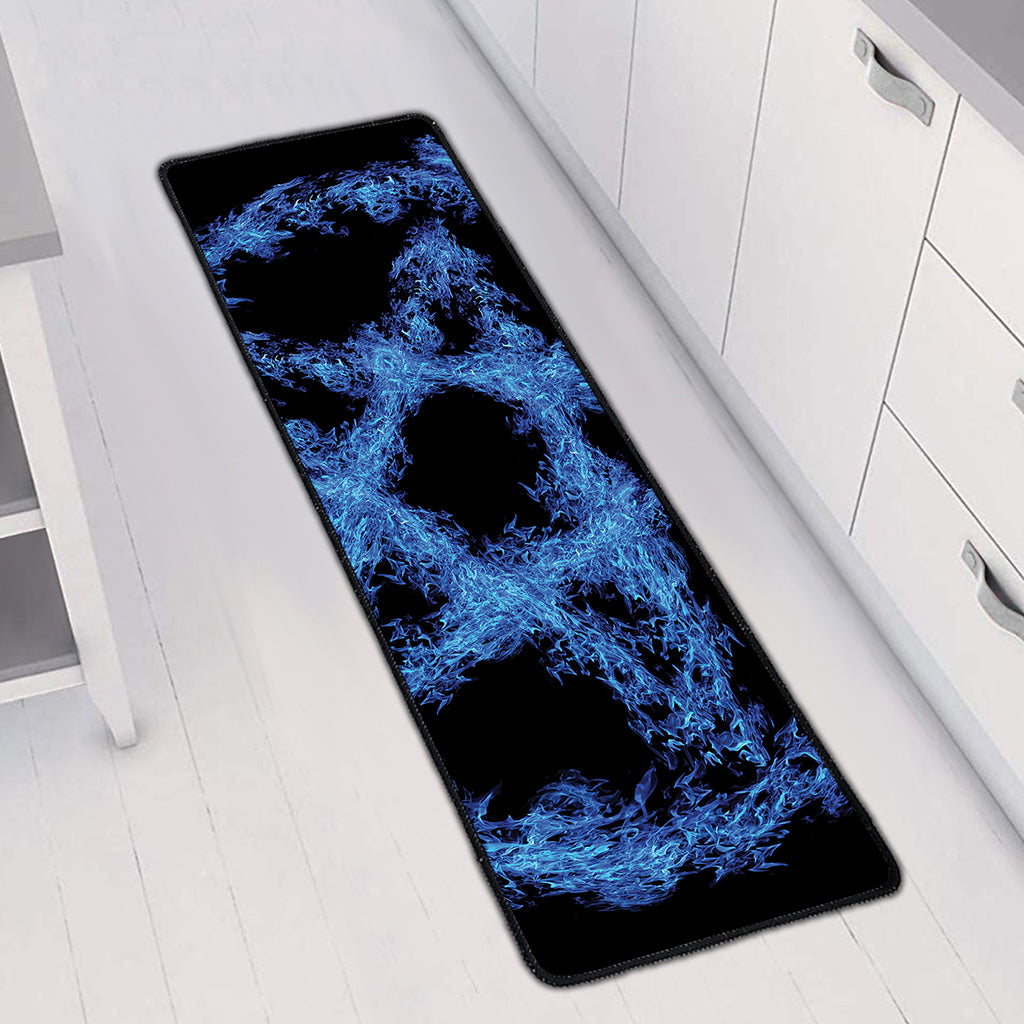 Blue Flame Pentagram Print Long Kitchen Mat