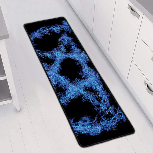 Blue Flame Pentagram Print Long Kitchen Mat