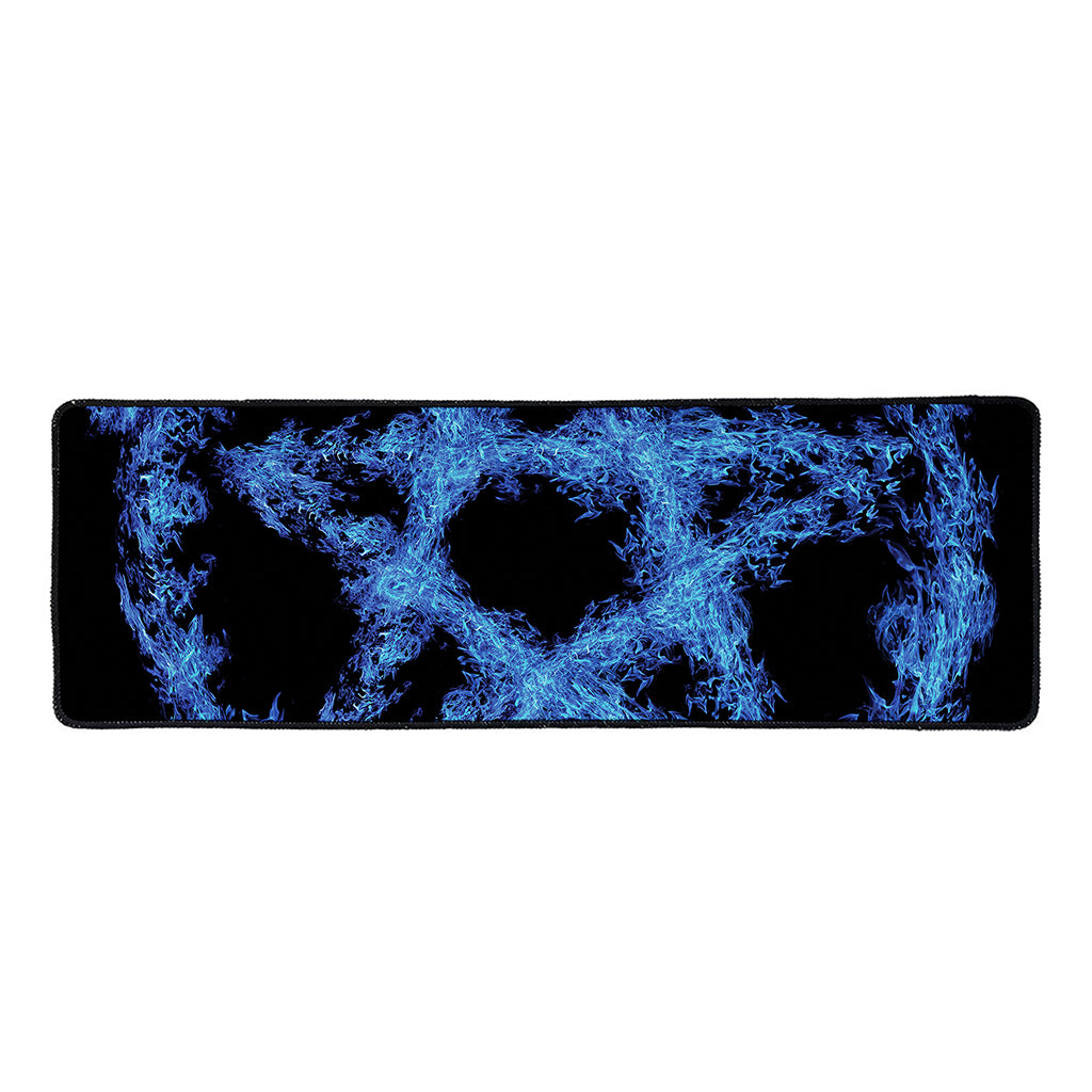 Blue Flame Pentagram Print Long Kitchen Mat