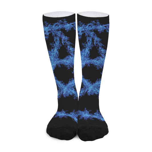 Blue Flame Pentagram Print Long Socks