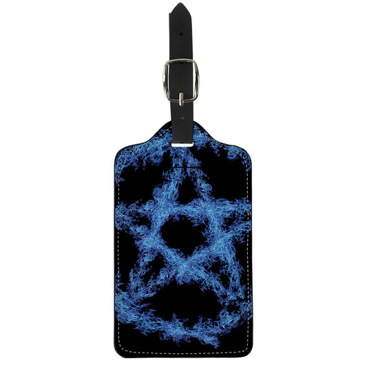 Blue Flame Pentagram Print Luggage Tag