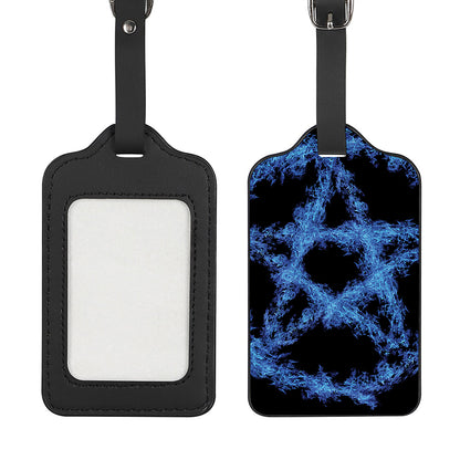 Blue Flame Pentagram Print Luggage Tag