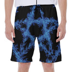 Blue Flame Pentagram Print Men's Beach Shorts