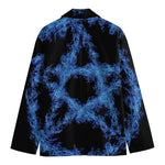 Blue Flame Pentagram Print Men's Blazer