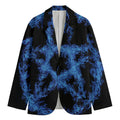 Blue Flame Pentagram Print Men's Cotton Blazer