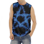 Blue Flame Pentagram Print Men's Fitness Tank Top