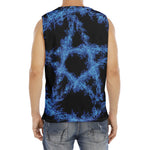 Blue Flame Pentagram Print Men's Fitness Tank Top