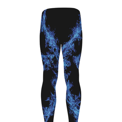 Blue Flame Pentagram Print Men's leggings