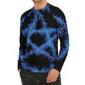 Blue Flame Pentagram Print Men's Long Sleeve Rash Guard