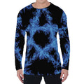 Blue Flame Pentagram Print Men's Long Sleeve T-Shirt