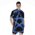 Blue Flame Pentagram Print Men's Romper