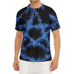 Blue Flame Pentagram Print Men's Short Sleeve Rash Guard