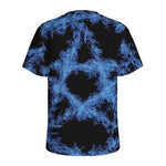 Blue Flame Pentagram Print Men's Sports T-Shirt