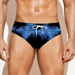 Blue Flame Pentagram Print Men's Swim Briefs