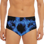 Blue Flame Pentagram Print Men's Triangle Swim Briefs