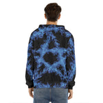 Blue Flame Pentagram Print Men's Velvet Pullover Hoodie