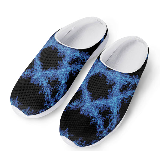 Blue Flame Pentagram Print Mesh Casual Shoes