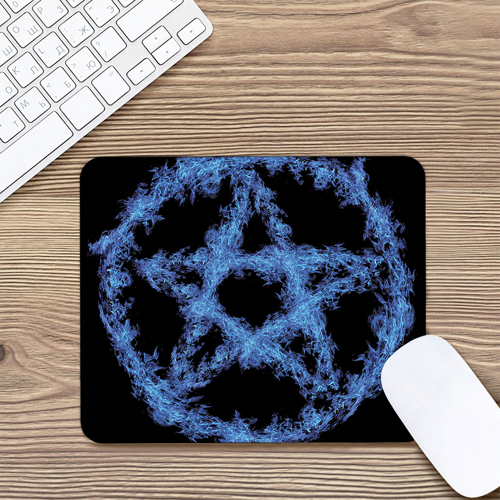 Blue Flame Pentagram Print Mouse Pad