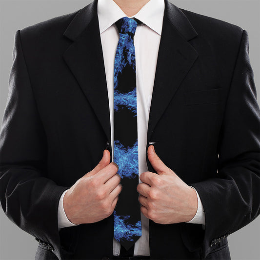 Blue Flame Pentagram Print Necktie