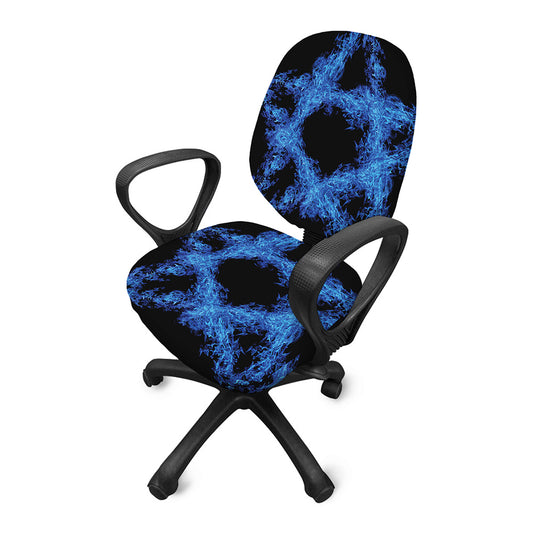 Blue Flame Pentagram Print Office Chair Cover