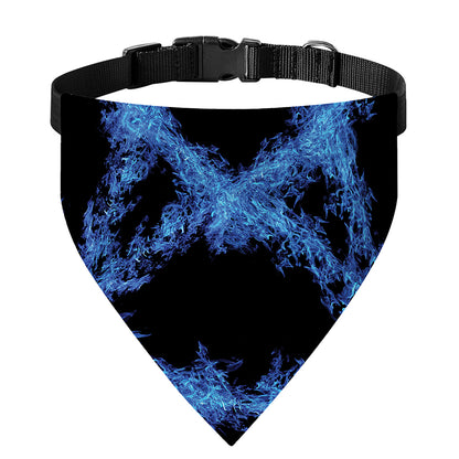 Blue Flame Pentagram Print Over The Collar Dog Bandana