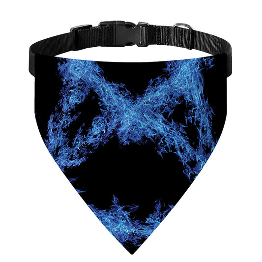 Blue Flame Pentagram Print Over The Collar Dog Bandana