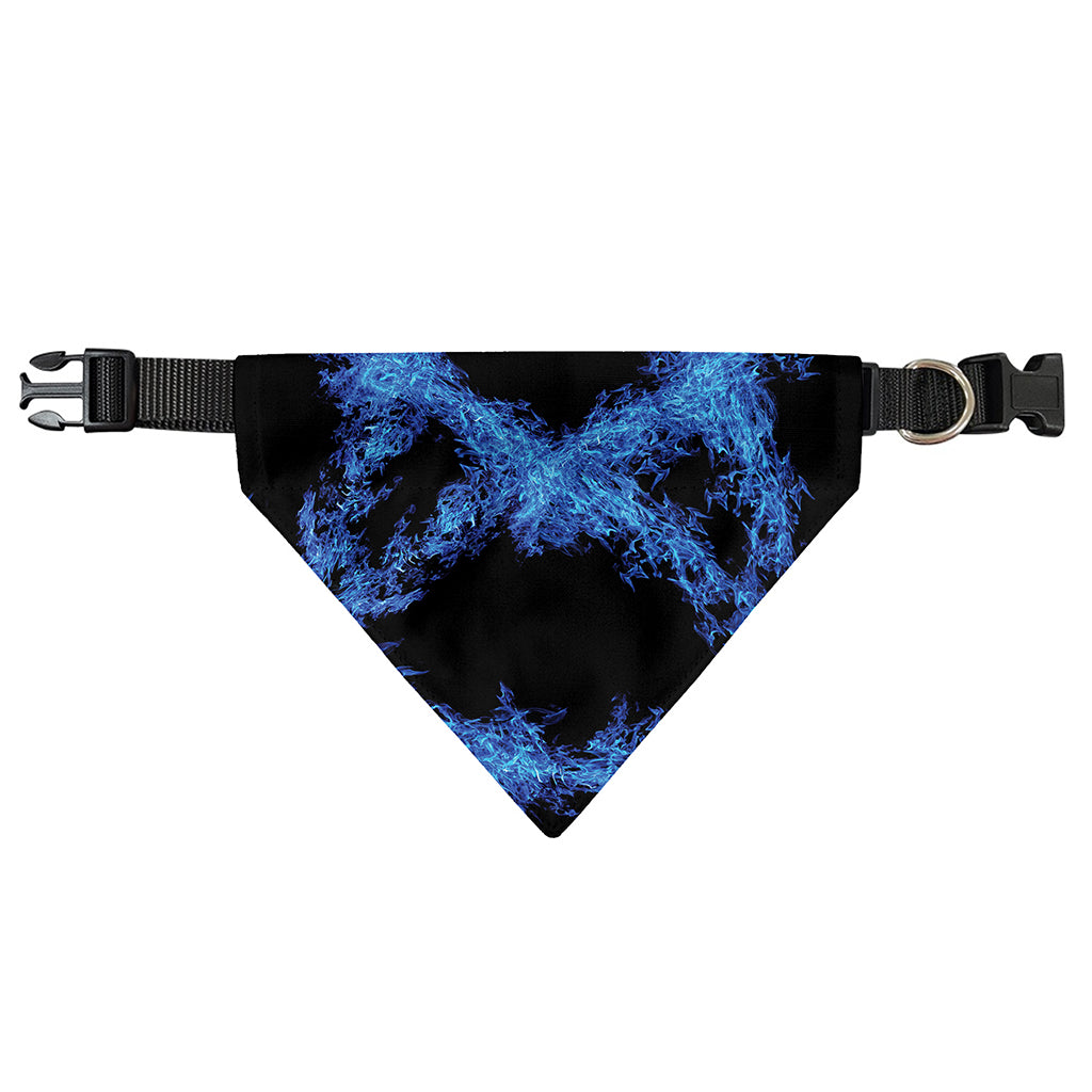 Blue Flame Pentagram Print Over The Collar Dog Bandana