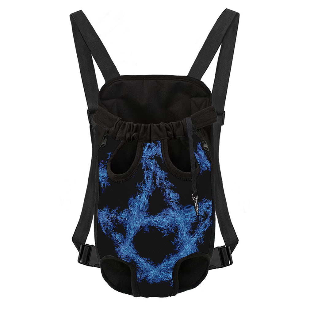 Blue Flame Pentagram Print Pet Carrier Backpack