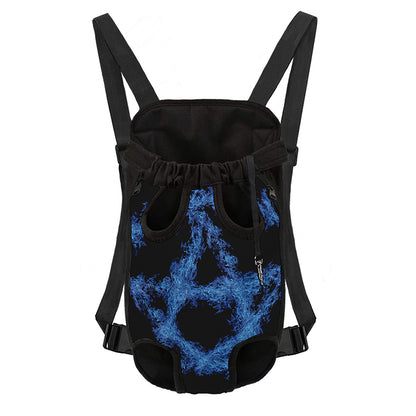 Blue Flame Pentagram Print Pet Carrier Backpack