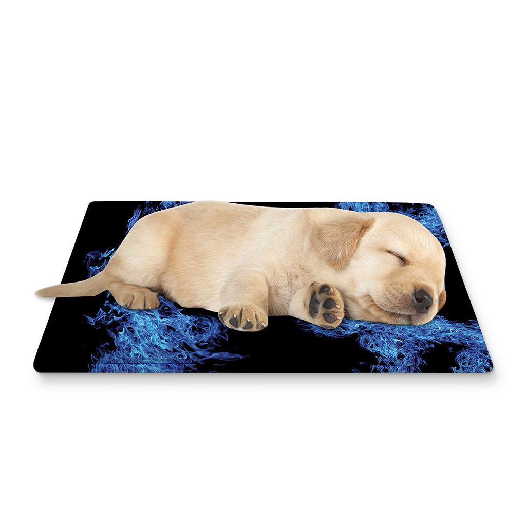 Blue Flame Pentagram Print Pet Cooling Mat Cover