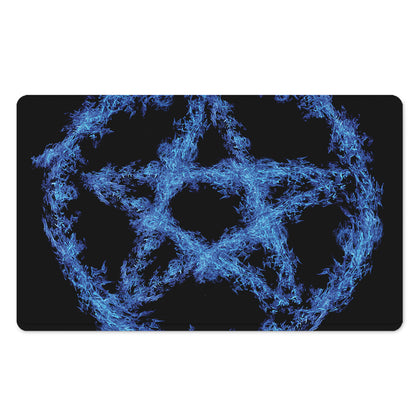 Blue Flame Pentagram Print Polyester Doormat