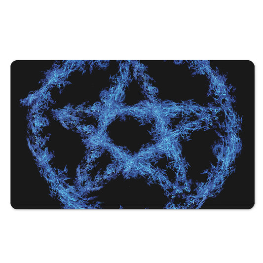 Blue Flame Pentagram Print Polyester Doormat