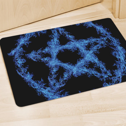 Blue Flame Pentagram Print Polyester Doormat