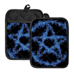 Blue Flame Pentagram Print Pot Holders With Pocket