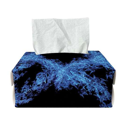 Blue Flame Pentagram Print Rectangle Tissue Box Cover