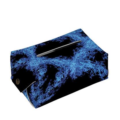 Blue Flame Pentagram Print Rectangle Tissue Box Cover