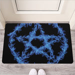 Blue Flame Pentagram Print Rubber Doormat
