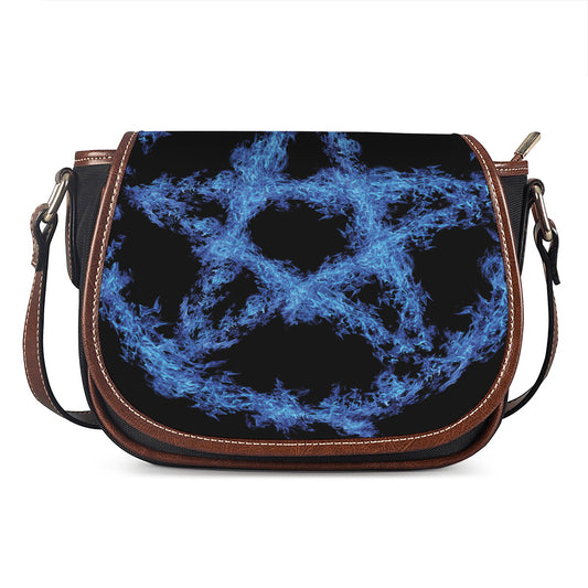 Blue Flame Pentagram Print Saddle Bag