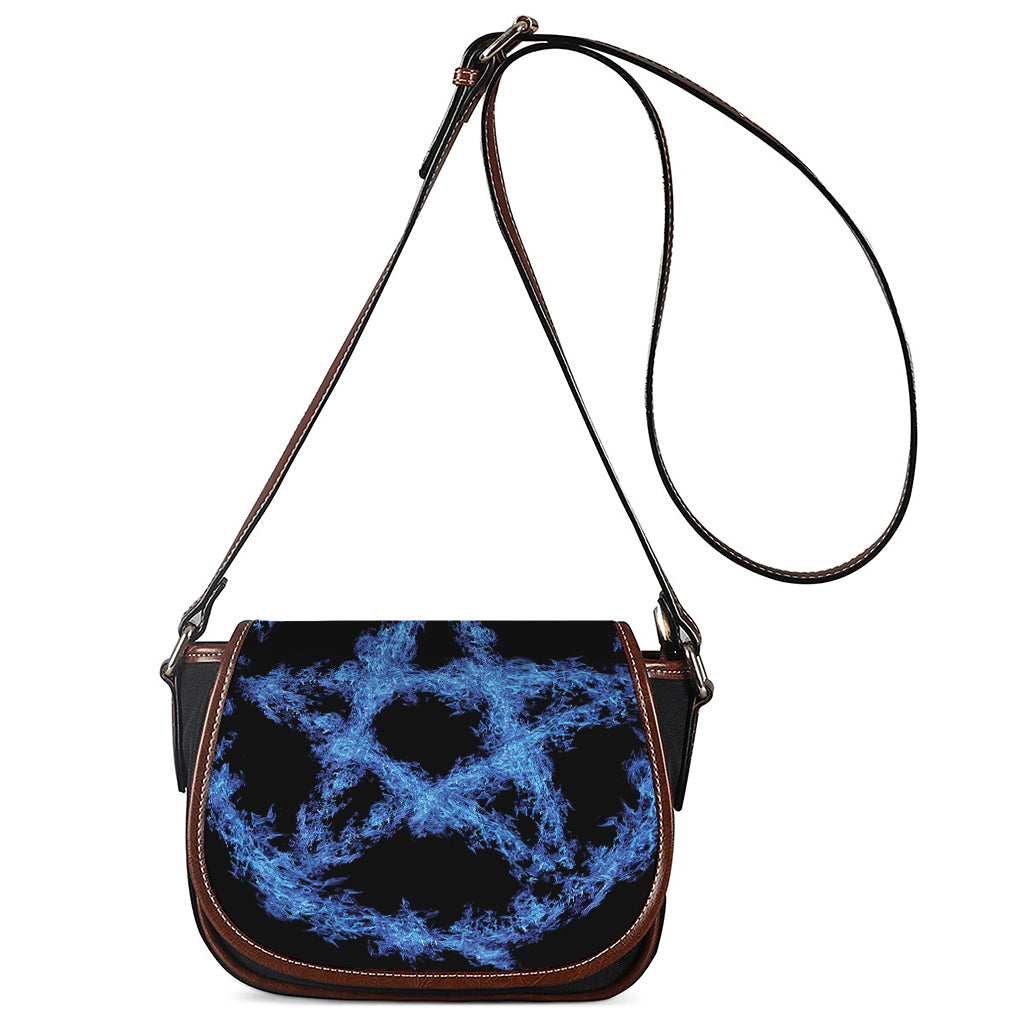 Blue Flame Pentagram Print Saddle Bag