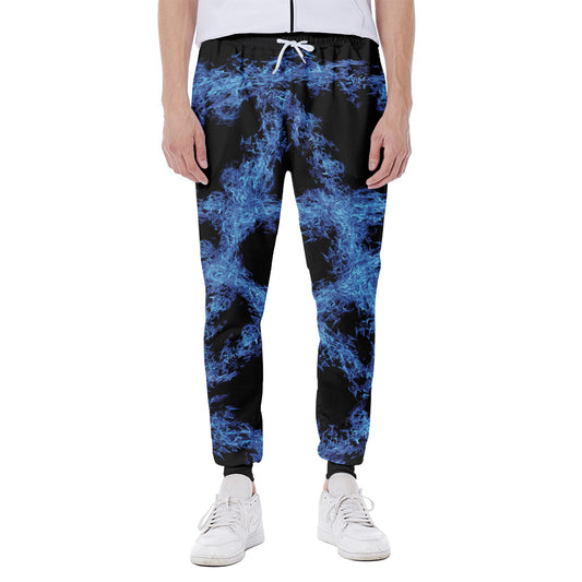 Blue Flame Pentagram Print Scuba Joggers