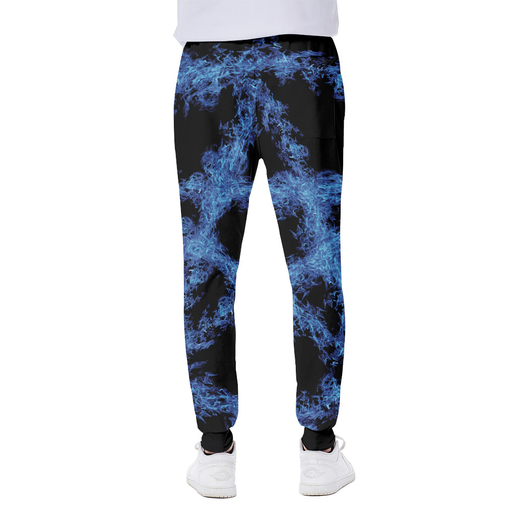 Blue Flame Pentagram Print Scuba Joggers