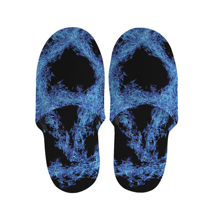 Blue Flame Pentagram Print Slippers