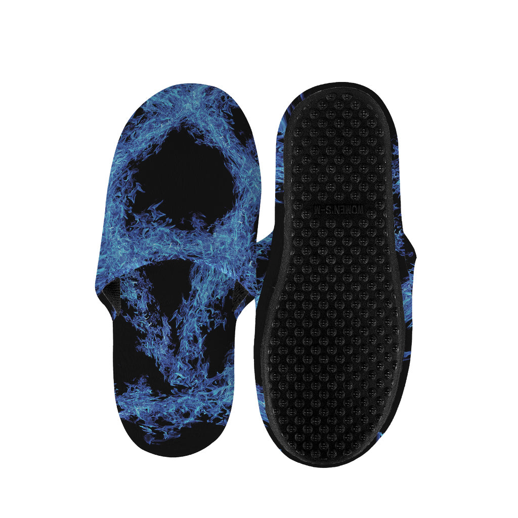Blue Flame Pentagram Print Slippers