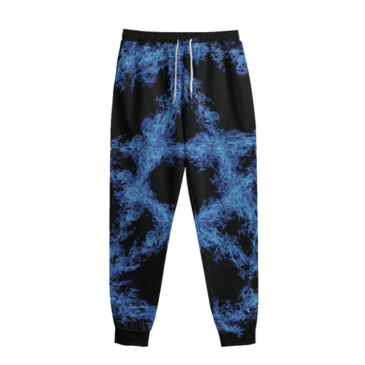 Blue Flame Pentagram Print Sweatpants