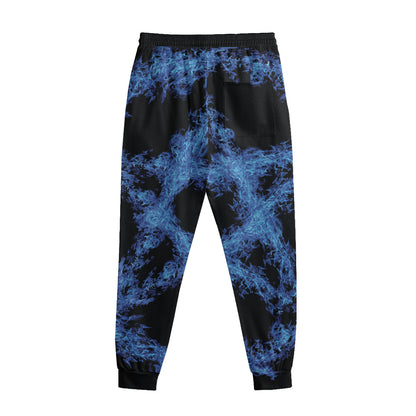 Blue Flame Pentagram Print Sweatpants