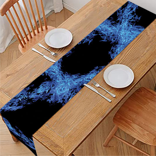 Blue Flame Pentagram Print Table Runner