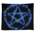 Blue Flame Pentagram Print Tapestry