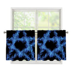 Blue Flame Pentagram Print Tier Curtains