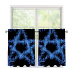 Blue Flame Pentagram Print Tier Curtains